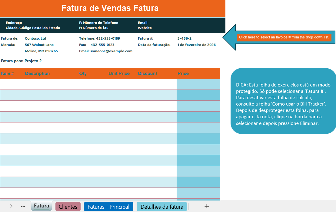 Rastreador de faturas de vendas em Excel para controlo de faturação
