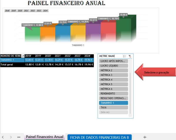 Relatório financeiro anual em Excel para análise e controlo financeiro