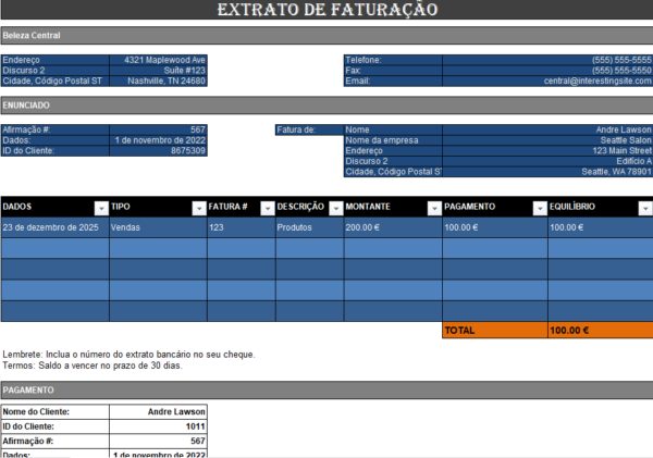 Extrato de conta em Excel para controlo de movimentos bancários